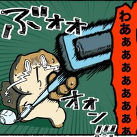 掃除機でヘビに立ち向かう（ゆうさん提供）