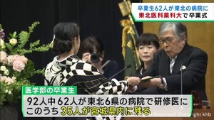 仙台・東北医科薬科大学で卒業式　医学部２期生含む３６２人が門出