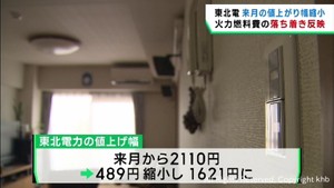 東北電力６月からの値上がり幅縮小　火力発電の燃料費が落ち着く