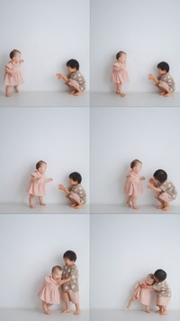 歩けるようになった妹を見守る兄／いとうちあきさん（@chiapumi8）提供