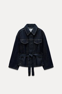 ZARAの「TRF ベルトデニムジャケット」（公式サイトのスクリーンショット）