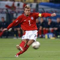 2002年日韓W杯でプレーするベッカム