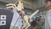 「八朔だんご馬」の制作実演　丸亀市役所