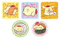10月7日から「第1弾 ポムポムプリン コラボステッカー付き ティラミスケーキ」380円～のコラボステッカー（全5種）イメージ