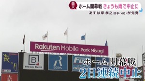 楽天イーグルス　ホーム開幕戦が２日続けて雨で中止に