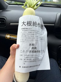 運転していたら突然、交差点で警察官に渡された大根がこちら（キャバリアになりたいさん提供）