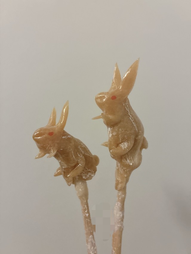 練習3日目の飴細工「兎」はそれっぽい可愛げがある（oh!脳さん提供）