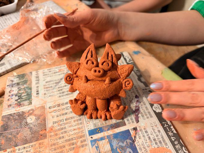 沖縄で作った「器用な彼女のシーサー」に対して「俺のシーサー」は