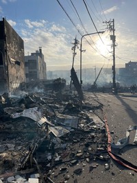 輪島市の火災の焼け跡（自家焙煎珈琲店 神音@kanonstayさん提供）