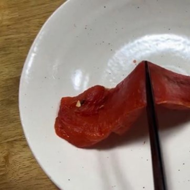 レンチンしたスイカはこうなります（でかいさん提供）