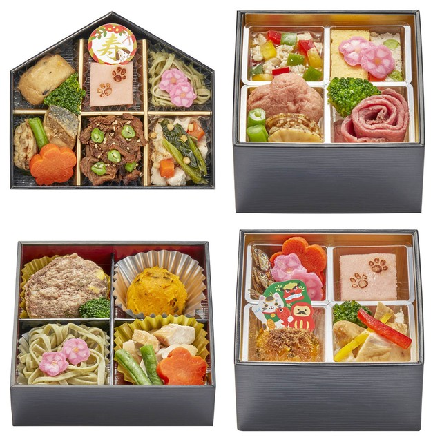 「招福おせち」（左上）、「玉手箱おせち」（右上）、「お正月料理」（左下）、「ネコちゃんおせち」（右下）