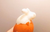 ゆで卵から飛び出した「ウサギ」をアップで見る（提供）