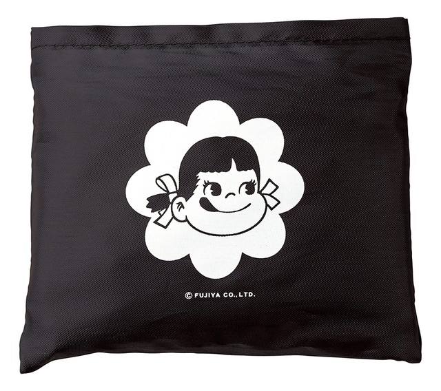 ペコちゃんエコバッグ（ブラック）折りたたみ時