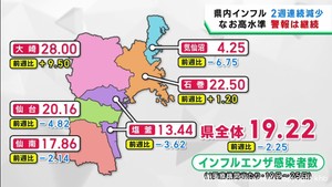 インフルエンザ感染者２週連続減少も警報継続で感染対策呼び掛け　宮城県