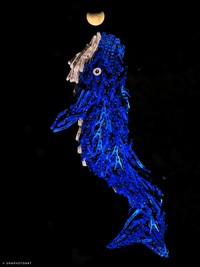 月の夜に浮かぶこちらの洗濯バサミでできた鯨（提供：洗濯バサミフォトグラファー・岡本なうさん）