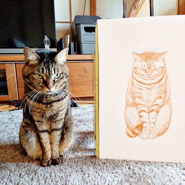 溝で衰弱していた子猫を保護→7年後、日本画家の欠かせない「ミューズ