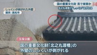 しっくいが剥がれた国の重要文化財「北之丸渡櫓」の外壁　提供：高松市