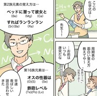 面白い周期表の覚え方を求められる化学の先生（コンテくん提供）