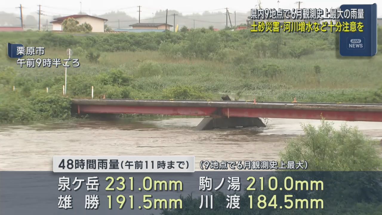 広い範囲で雨が降り続く　土砂災害や低い土地の浸水に注意を　宮城県