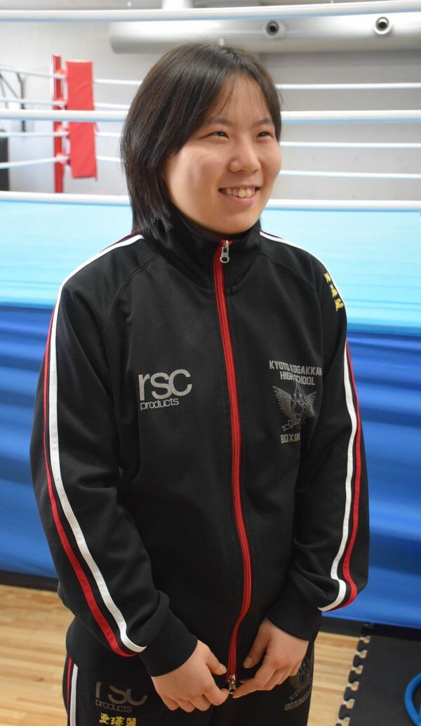 京都廣学館高ボクシング部でインターハイ準優勝した本村さん。春から日本体育大へ進んだ（京都市伏見区・龍谷大）