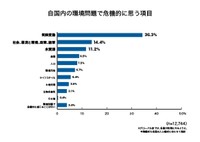 自国内の環境問題で危機的だと思う項目（提供画像）