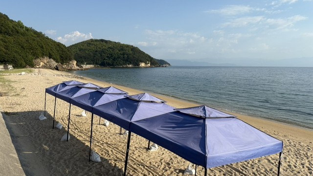 水難事故が起きた名部戸海水浴場　三豊市