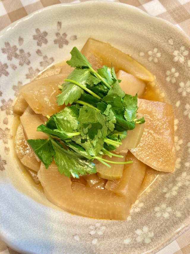 「畑のレストラン」で使った大根は翌日の夕食で煮物になりました（どまんナカぐらしさん提供）