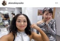 単独ライブを開催したアルミカン・マッチョ赤阪（左）とさおりん　マッチョ赤阪のインスタグラム（@akasakayuuko）より＝2025年11月15日投稿