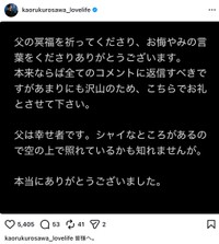 黒沢薫さんの公式インスタグラムから