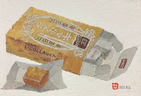 キャラメルや包装紙の質感を見事に再現＝93歳セツの新聞ちぎり絵（@setsu0107）さん提供