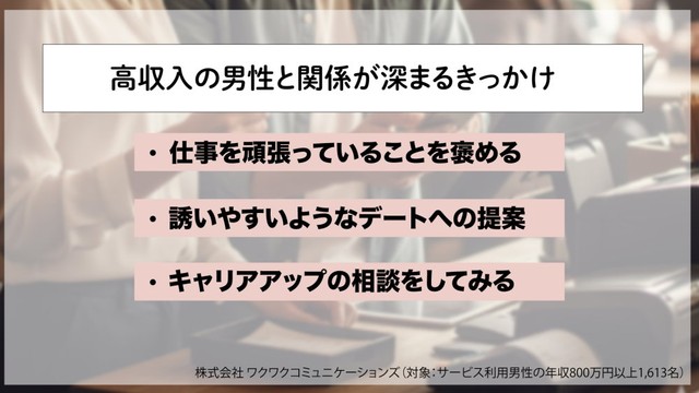 【アプローチ術】関係が深まるきっかけ。彼らが「もっと知りたい」と感じる女性のサイン（提供画像）