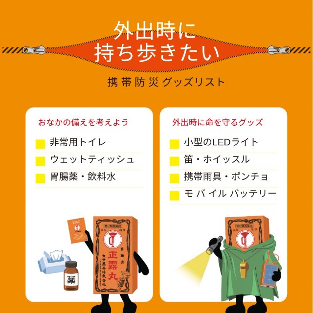 外出時に持ち歩きたい　携帯防災グッズリスト／大幸薬品　公式Xより