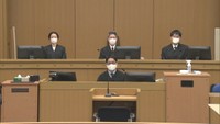 判決公判の法廷（岡山地裁　2021年2月）