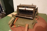 ワルシャワの鉄鋼メーカーにある地下シェルターに残されていた冷戦当時の通信機器。「注意　敵も聞いている」と書かれているという＝2023年6月5日、荒ちひろ撮影