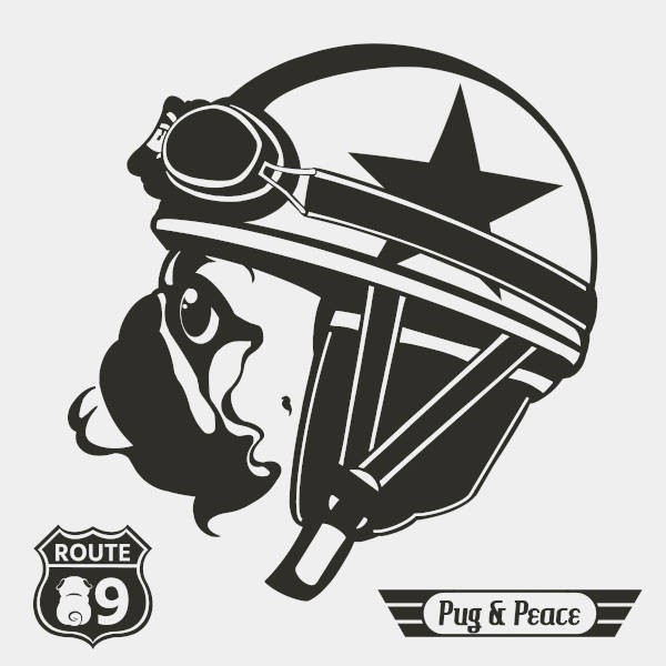 こちらはクールなタッチの横向きパグ