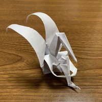 もう飛べないのかな？見てるだけで悲しくなる折り鶴＝たせいさん提供