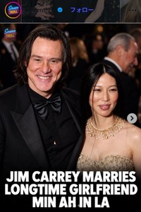 「セザール賞」授賞式に出席したジム・キャリーとミン・アー＝映画サイト「スクリーン・スリル」のインスタグラム＠screenthrillより