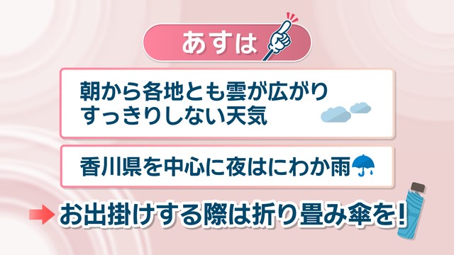【天気予報】29日は朝から雲が広がり夜はにわか雨…最高気温も大幅に下がる見込み　岡山・香川