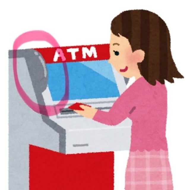 じゅんさんが使用した「ATM機」に設置されている受話器（丸印の部分）