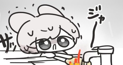 【漫画】危ない！燃える鍋敷きをあわてて消火！（提供画像）