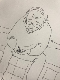 保護当時、お父さんとピノくんの様子を描いた投稿主さんのイラストが話題に（画像提供：Naoko Kondoさん）