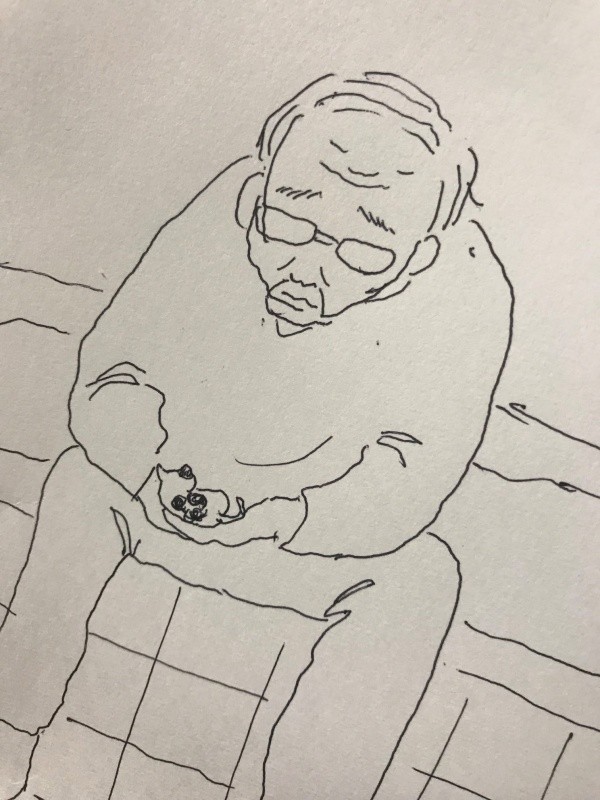 保護当時、お父さんとピノくんの様子を描いた投稿主さんのイラストが話題に（画像提供：Naoko Kondoさん）
