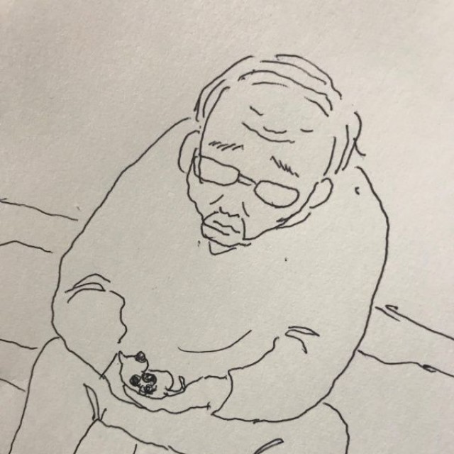 保護当時、お父さんとピノくんの様子を描いた投稿主さんのイラストが話題に（画像提供：Naoko Kondoさん）