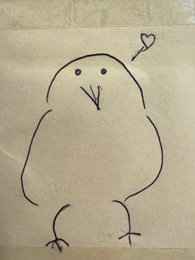 ハートマークを飛ばすトリさん（画像提供：おこめつぶさん）