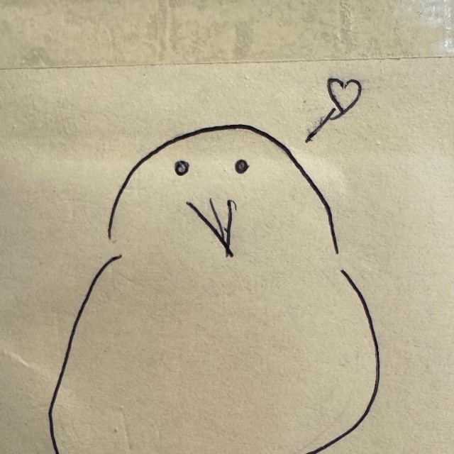 ハートマークを飛ばすトリさん（画像提供：おこめつぶさん）