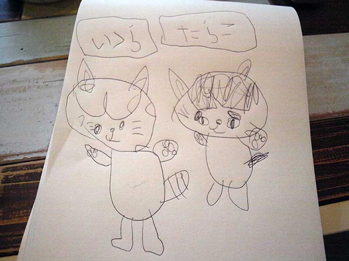 娘さんが描いてくれたイクラとタラコ。上手。