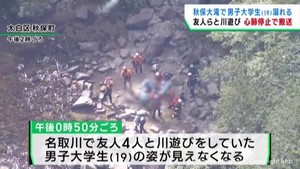 滝つぼで男子大学生が溺れ心肺停止状態で搬送　仙台・太白区の秋保大滝