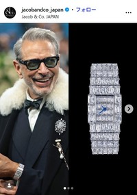 ジェイコブ&コーのインスタグラム@jacobandco_japanより(2025年のメットガラでジェフ・ゴールドブラムが着用)