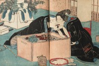 春画展で展示中の貴重な作品（歌川国芳 色摺半紙本『秋の七種続編(あきのななくさぞくへん)』下/天保3年(1832)/浦上蒼穹堂蔵）