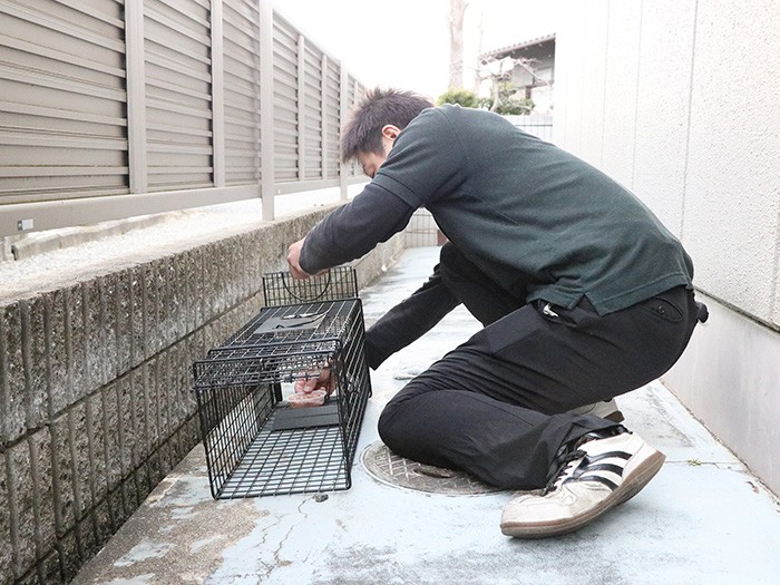 自宅の敷地内に捕獲器を設置
